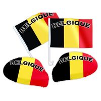 Accessoires  déco  voiture Belgique 4 pièces: 2 drapeaux + 2 revêtements rétroviseur