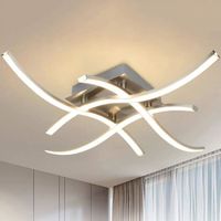 Plafonnier Design Vague Moderne, Luminaire LED pour Chambre Vestiaire, 24W, 2400 Lumen, 4000K Lumière Neutre, Blanc, E