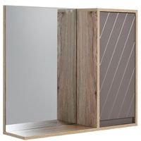 Miroir de salle de bain avec étagère et placard - HOMCOM - panneaux particules chêne clair gris 57x14x49cm Gris