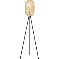 Lampadaire trépied cannage bambou style cosy 40 W max. H.152H cm piètement acier noir 48x48x152cm Beige