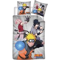 Naruto - Parure de Lit Enfant Manga, Housse de couette 140x200 cm, une Taie d’oreiller 63x63 cm