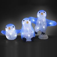 Figurine Lumineuse LED en Acrylique Décoration de Noël Famille pingouin Illumination de Noël Décoration LED