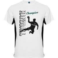 T-shirt silhouette handballeur + handball texte vertical | tee shirt noir et blanc handball