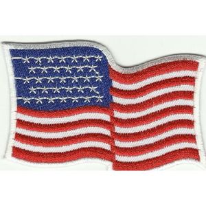 ECUSSON PATCHE PATCH THERMOCOLLANT DRAPEAU USA ETATS UNIS 8X5CM BORDURE BLANC