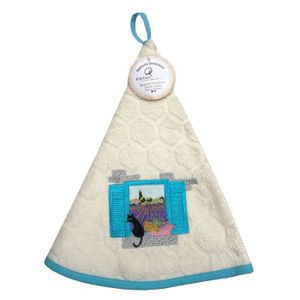 /Ø 65 cm Lot de 3 essuies-mains Un savon /Éponge rond-100/% Coton Brod/é /Ø65cm Ronde
