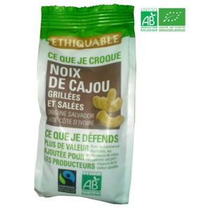CACAHUÈTES FRUITS SECS ETHIQUABLE Noix de Cajou Grillées Salées Bio - 100
