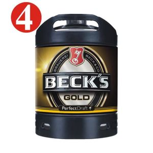BIERE 4x futs de bière Becks Or Perfect Draft Or 6 litres baril 4,9%