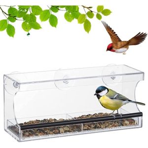 Lupfung Mangeoire à oiseaux de fenêtre, mangeoires pour oiseaux à suspendre  à l'extérieur, mangeoires à oiseaux avec ventouses puissantes, décoration