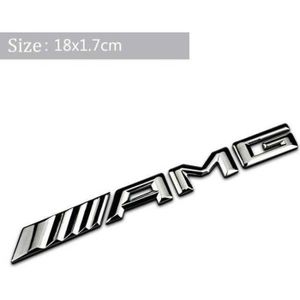 DÉCORATION VÉHICULE 1pcs Silver AMG Logo haut de gamme Métal Sticker C