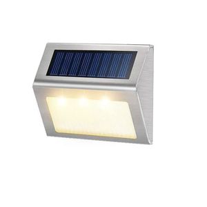 BALISE - BORNE SOLAIRE  Lampadaire extérieur,Lampe solaire d'extérieur à 3 LED en acier inoxydable, conforme à la norme IP65, éclairage - blanc chaud-4PCS