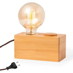LAMPE A POSER Lampe Originale Design Vintage Fabriquée En Bambou - Ampoule À Incandescence G80 De 40 W Avec Intensité Lumineuse Réglable E[u1933]