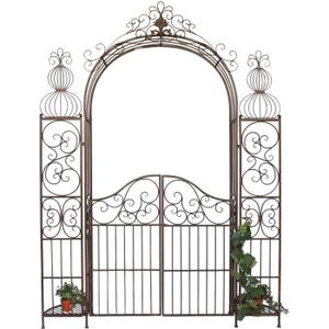 PORTAIL - PORTILLON DanDiBo Arcade rosier avec portail Porte d'entrée 120853 en métal Fer forgé 265x190cm Support pour plantes grimpantes