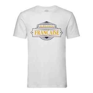 T-SHIRT T-shirt Homme Col Rond Blanc Elégance Française Rétro Décoration Luxe Chic
