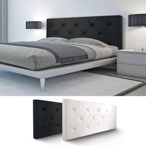 TÊTE DE LIT Tête de lit capitonnée EVA en PVC noir - PROBACHE - pour lit 140 et 160 CM - Design contemporain