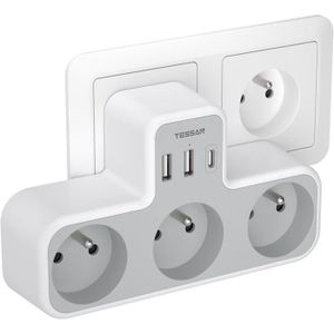Prises, multiprises et accessoires électriques GENERIQUE Multiprise Aofo 3  prises 6 ports USB avec interrupteur individuel (noir)