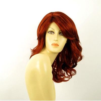 Perruque Femme Maelys 627C - Longueur Mi-longue, Couleur Chocolat Méché Cuivré - Synthétique Réaliste