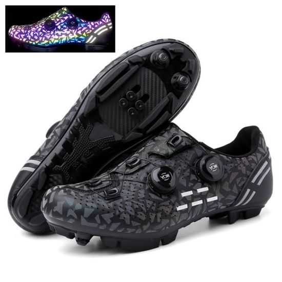 Chaussures De Cyclisme VTT Homme - Autobloquantes, Noires, Polyvalentes (neuf Avec Défauts)