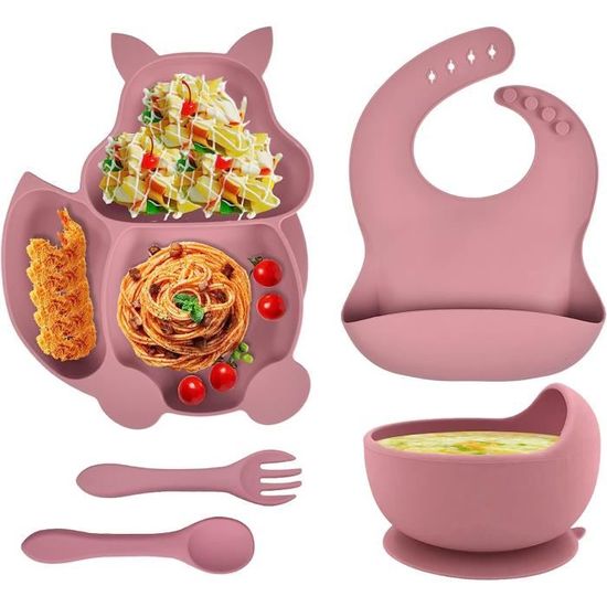 Bol Bébé Anti-renversement Vaisselle Lave-vaisselle Bébé Lot De 2 Assiettes Bébé Inox 2 Bols Ventouse | Anti-fuite, Sans BPA | Apprentissage Autonome Vaisselle Bébé Inox Assiette Silicone Ventouse Amovible