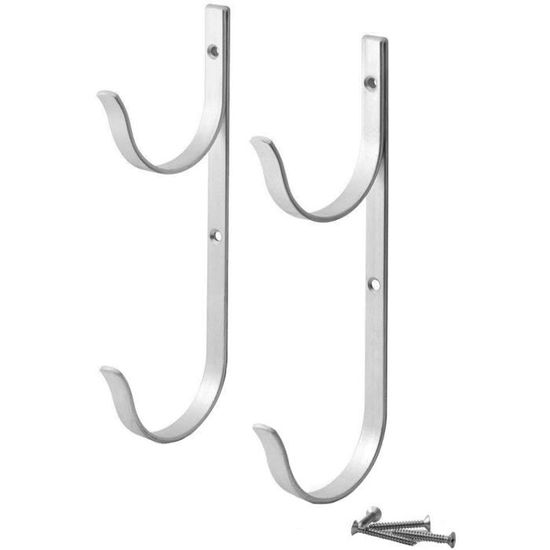 Lot De 2 Crochets Supports Piscine En Aluminium Bleu - Pour Rangement Écumoires, Manches Télescopiques Et Outils De Nettoyage