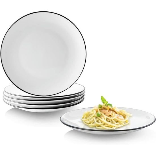 Service De Table 18 Pièces En Porcelaine Blanche Carrée - Idéal Pour 6 Personnes