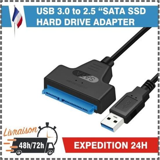  Câbles SATA Convertisseur SATA vers USB3.0 Câble adaptateur USB 3.0 à 2.5"SATA 3 pour disque dur UASP, câble Sata USB 3. 192316 