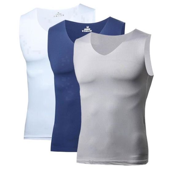 Lot 3 Débardeurs Homme Col V - Coton Et Lin, Sans Manches, Décontracté, Pour été Sport