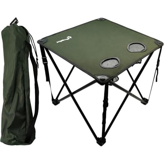 Table Extérieur OneTigris Dipper Table De Camping Pliable Avec Sac De Transport Et Sac En Filet - Petite Table D'extérieur Ultra Légère Pour La Pêche Et La Randonnée - 60 X 40
