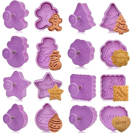 Emporte Pièces Noël, 8 Pièce 3D Moule Biscuit, 3D Emporte Piece Patisserie Noel Emporte Piece Patisserie Enfant Moule Cookie Pâtisserie, Pour Fondant Biscuit Cookie Gâteau (Noël A
