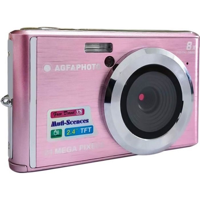 AGFA PHOTO Realishot DC5200 - Appareil Photo Numérique Compact (21 MP, 2.4’’ LCD, Zoom Digital 8x, Batterie Lithium) Rose