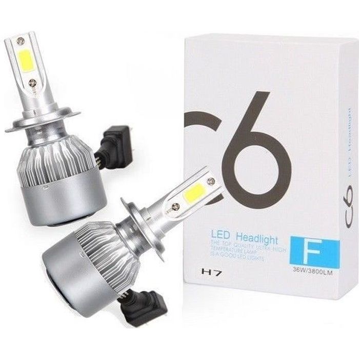H7 72W 7600LM 12V 24V LED Ampoules Voiture Feux Phare Lampe Kit 6000K