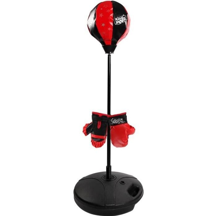 Sac de Frappe sur Pied,Punching Ball avec Gants de Boxe et Pompe,Réglable en Hauteur 81-122CM,Entraînement à la Vitesse de Réaction