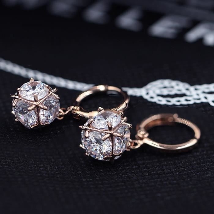 Mignon Femme Ronde Diamant Boucles D'oreilles Petites Boucles D'oreilles Anneaux _Or