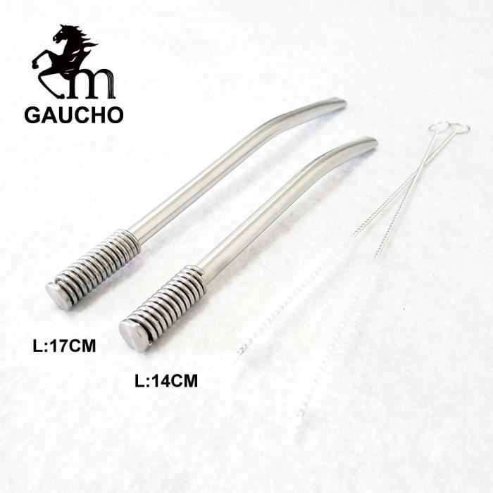 2 PCS With Brush -Paille Bombilla réutilisable, gaze, Mate, avec filtre à ressort en acier inoxydable, avec brosses de nettoyage, 1