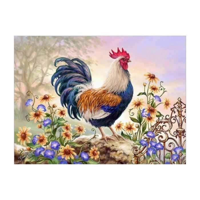 Diamant peinture coq motif Floral décoratif point de croix Kit outils broderie pour adultes décoration Villa AFFICHE - POSTER