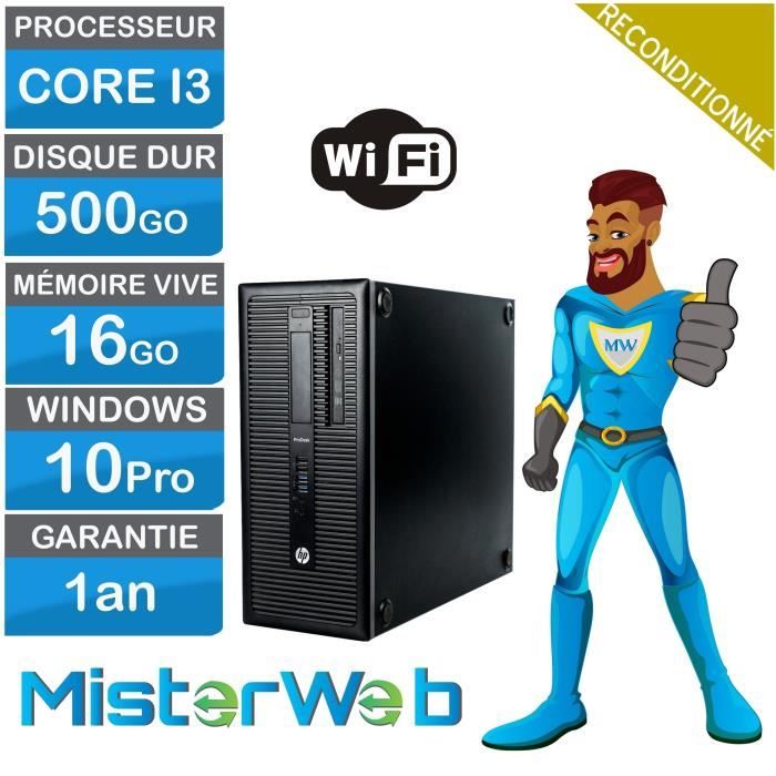 Hp Prodesk 600 G1 Core I3-4130 3,4 Ghz - Hdd 500go Ram 16go Win 10 - Wifi