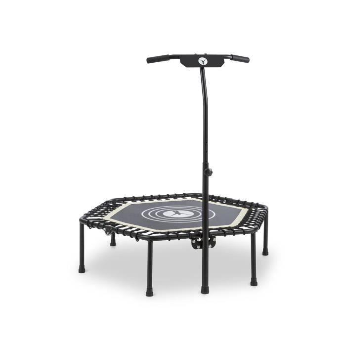 Klarfit Jumpanatic Trampoline fitness 44- Ø112cm barre de maintien pliable blanc