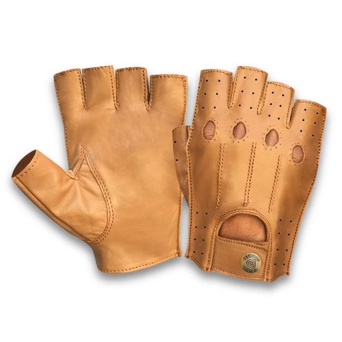 GANTS MITAINES COUPE AJUSTEE EN CUIR - ROUX