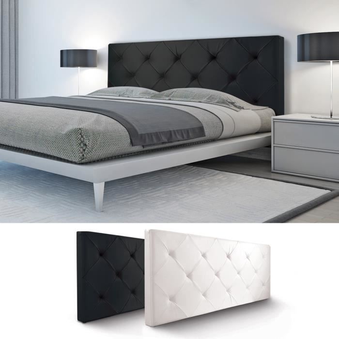 ID MARKET - Tête de lit capitonnée EVA en PVC noir pour lit 140 et 160 CM