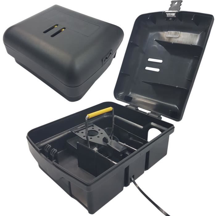 Boîte d'appât à souris convient à tout type d'appât – Station d'appât à souris avec verrou + 1 Tapette à souris Snap