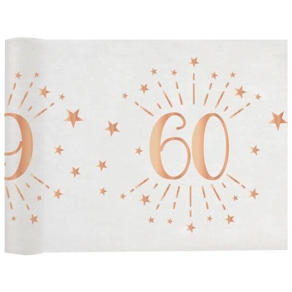 Chemin de table élégant anniversaire 60ans rose gold 30cm x 5m (x1) REF/7344