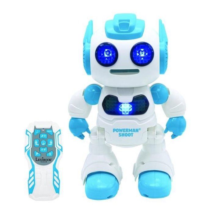 Lexibook Powerman Shoot Robot Programmable avec Dance Musique démo – Télécommande et disques en mousse inclus