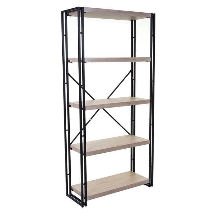 Bibliotheque etagere de rangement decoration salon 165x80cm 5 niveaux aspect chêne 04_0001324 Bibliotheque etagere de rangement decoration salon 165x80cm 5 niveaux aspect chêne 04_0001324