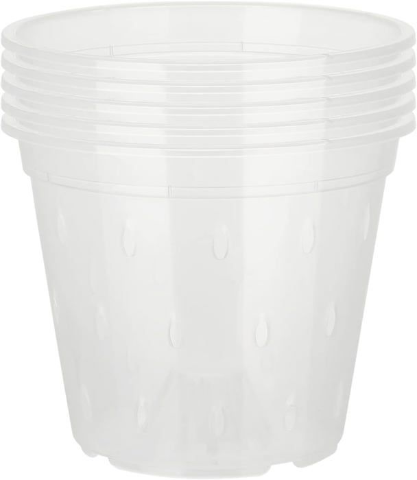 Accessoire Jardinage Intérieur Pots Orchidées Transparents 16cm - 6 Pièces Avec Soucoupes Drainage Air Pot à Orchidée Transparent