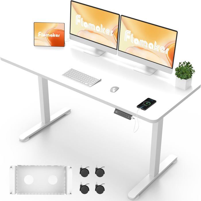 Bureau Assis-debout électrique WALKINGDESK - 140x60 Cm, Réglable Avec Mémoire, Tiroir Et Support écran