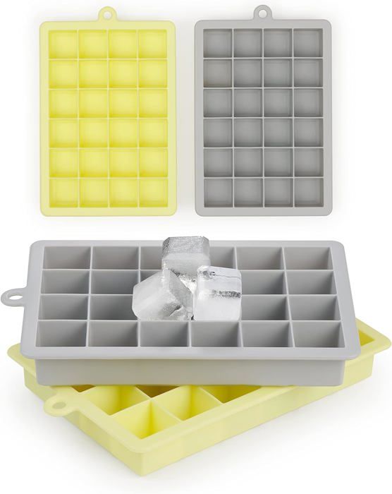 Lot De 2 Bacs à Glaçons En Silicone - 12 Glaçons De 5 Cm - Avec Couvercle, Empilables - 8