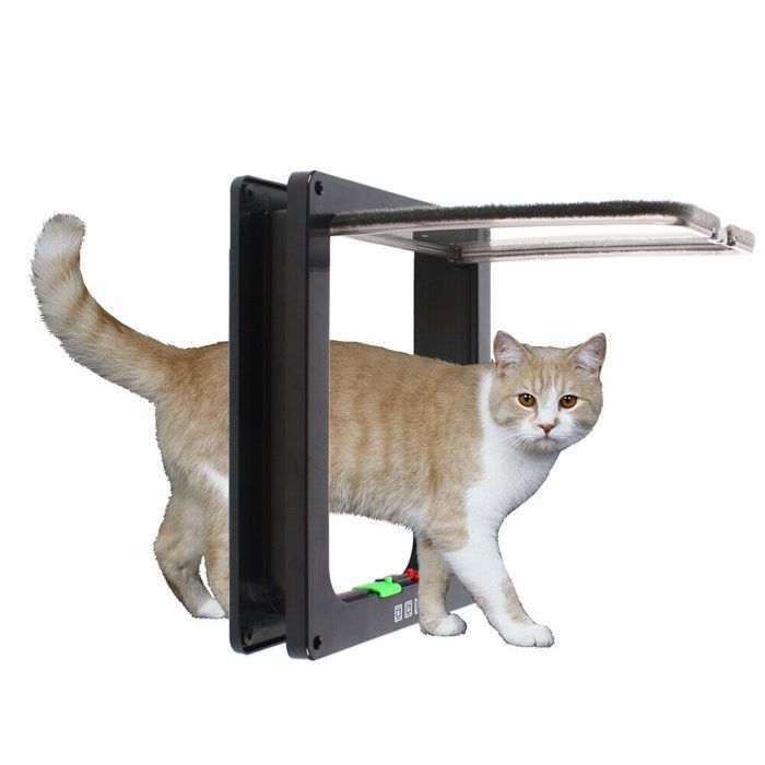 Porte pour chat - Acrylique - Taille intérieure: 22 * 20 cm - Taille extérieure: 28 5 * 24 5 * 5 5 cm - noir