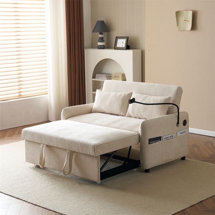 Canapé-lit 2 Places Velours Dépolluer – Longueur 183 Cm, Convertible, Design Moderne