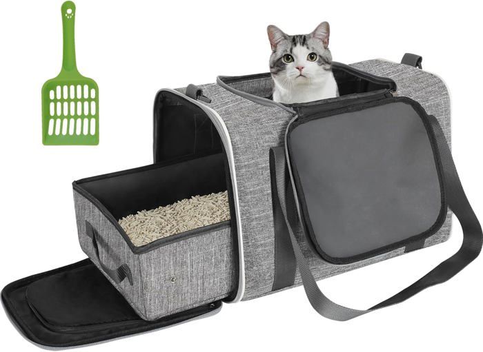 Comparer les prix de Litière De Voyage Portable Pour Chat – Bac À Litière Portable Léger Et Étanche Pour Chat, Convient Pour Chaton Jusqu'À 6,8 Kg Pour