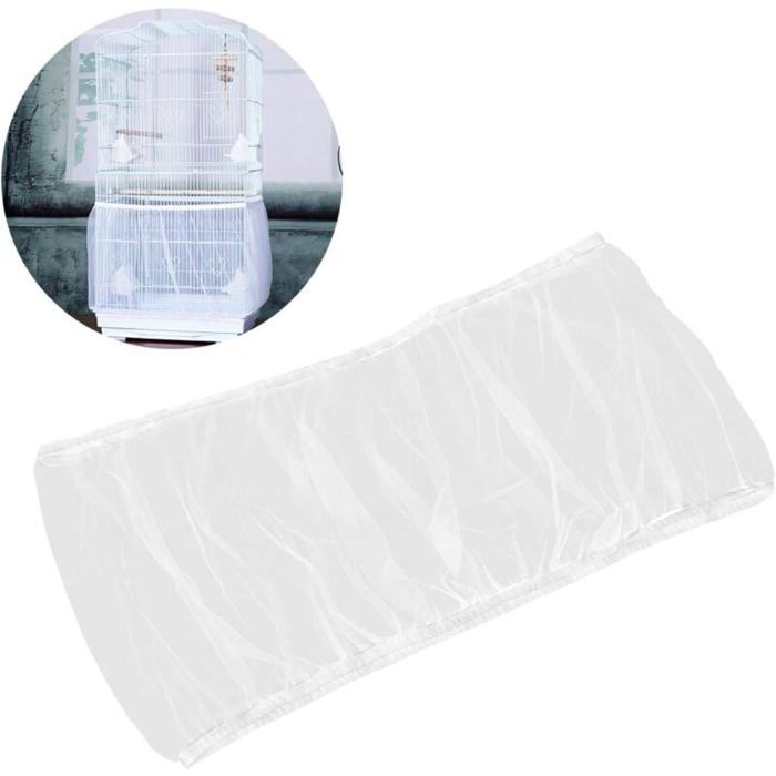 Meilleurs prix pour Housse pour Cage Oiseaux Maille Couverture Protection Cage Oiseaux Perruches Canaris Attrape Graine Blanc L- PZCC