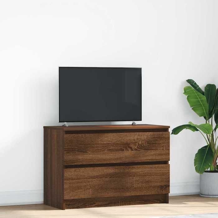 NEW Console TV/meuble HiFi - Meuble TV chêne marron 80x35x54 cm bois dingénierie - 612127